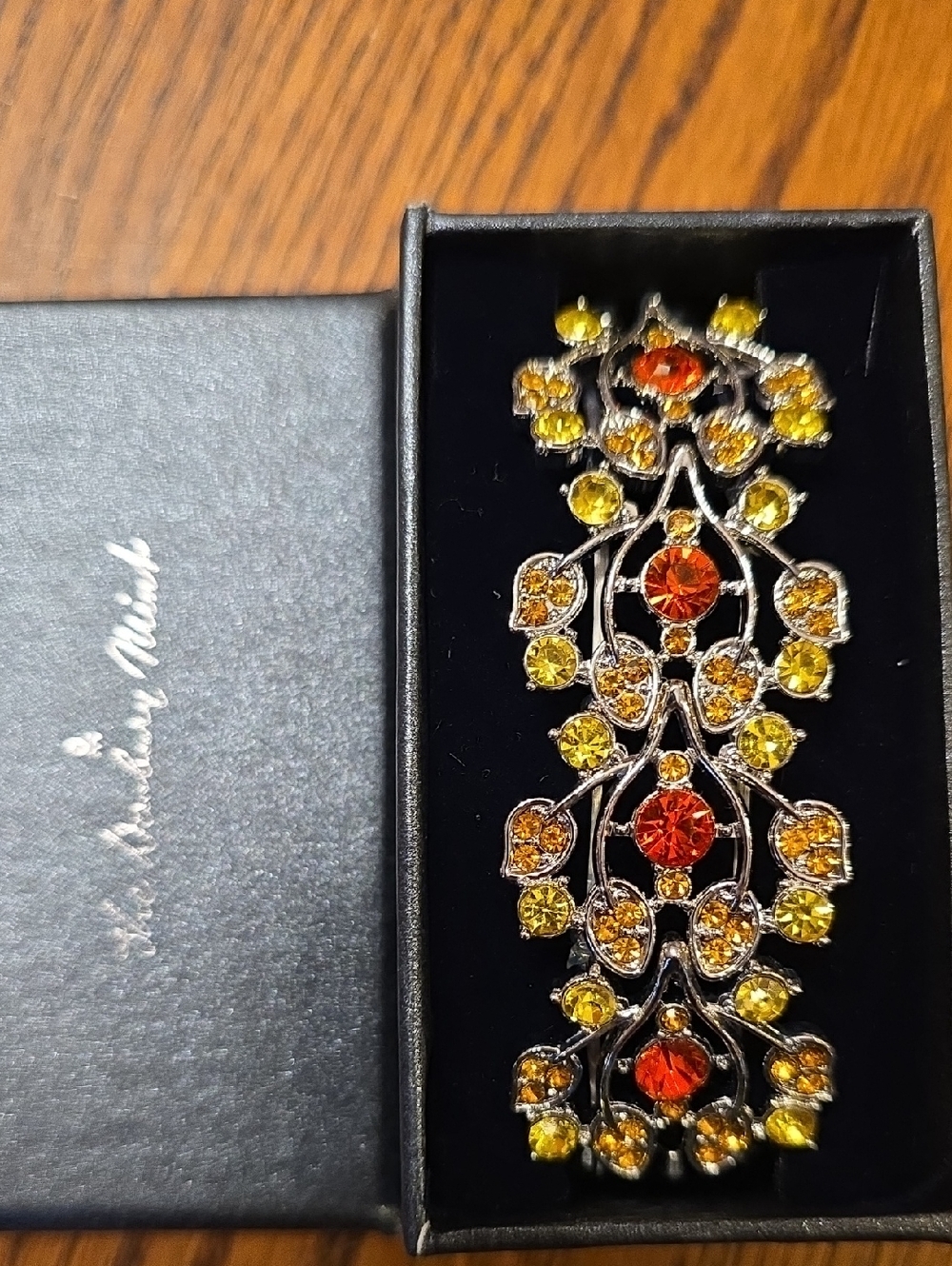 Yellow & Orange Crystal Floral Bracelet - Women’s Sparkling Statement